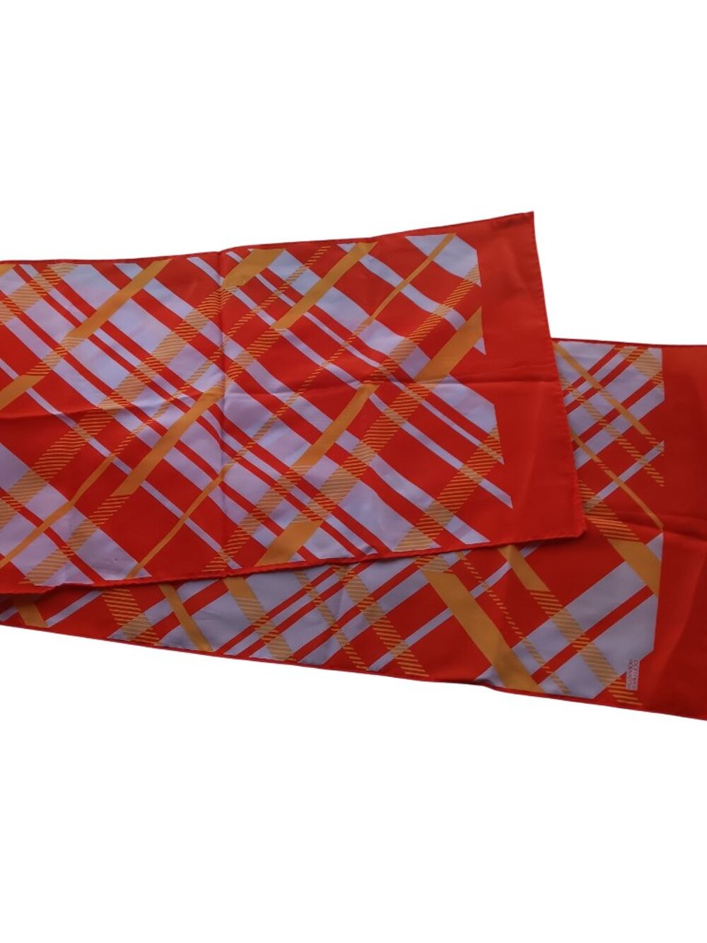 Vintage 1970's Boho Scarf Robinson Golluber Orange Plaid 48x13" Perfection